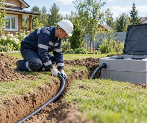 Прокладка электрического кабеля к станции в защитной гофре